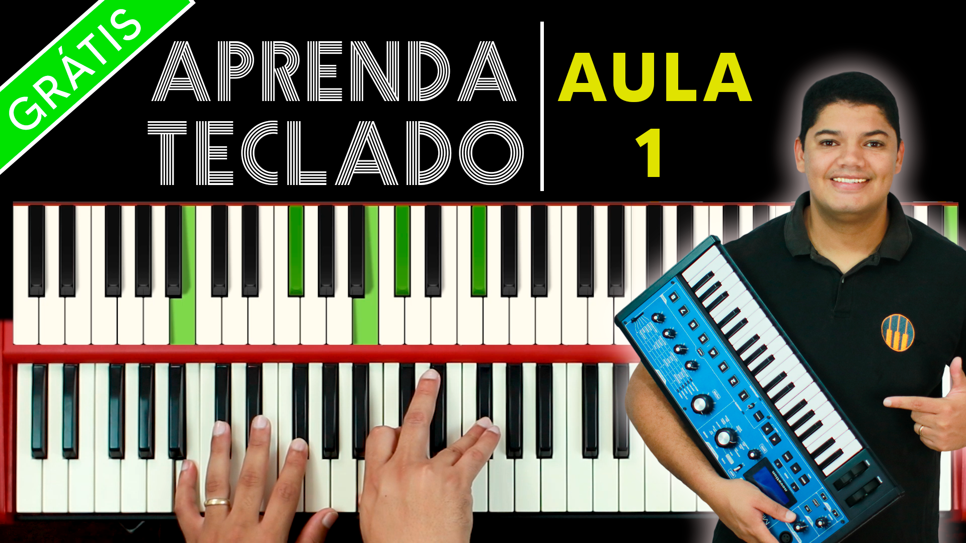 AULA de Piano Aula de Teclado: PRIMEIRA MÚSICA com 2 MÃOS em MINUTOS! Super  FÁCIL 😱😍 